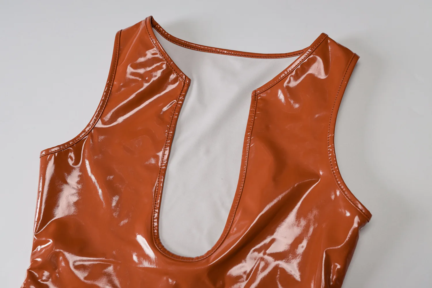 Elegantiškas, Kietas Bodycon Dirbtiniais PU Odos Suknelė Moterims 2021 Seksualus Giliai V Kaklo, Rankovių Juodos Rudos Klubo Moterų Suknelės, Šaliai - 5