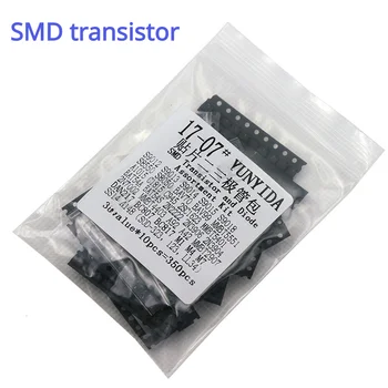 Asorti SOT-23 Tranzistorių ir Diodų Rinkinys, 350PCS - 35 Rūšių*10vnt 1N4001（M1）1N4004（M4）BAV99 MMBT5551 ir t.t