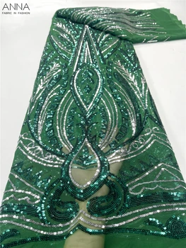 Siuvinėjimo Afrikos Nėrinių Audinys Su Blizgančiais 2023 Aukštos Kokybės Nigerijos Vestuvių Suknelė Medžiaga Prancūzijos Tiulio Nėrinių Audinio 5 Metrų