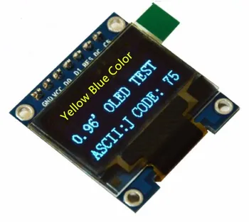 0.96 colių OLED ekranas ekrano modulis su PCB bazės valdybos geltona mėlyna spalva SSD1306 valdytojas 7pin SPI sąsaja