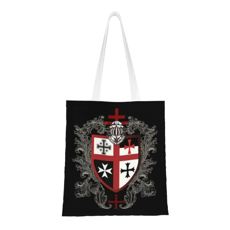 Custom Tamplieriai Kryžius Skydas Prekybos Drobė Maišelis Moterų Perdirbimo Bakalėja Viduramžių Emblema Paslaptis, Kad Tote Shopper Bags - 0