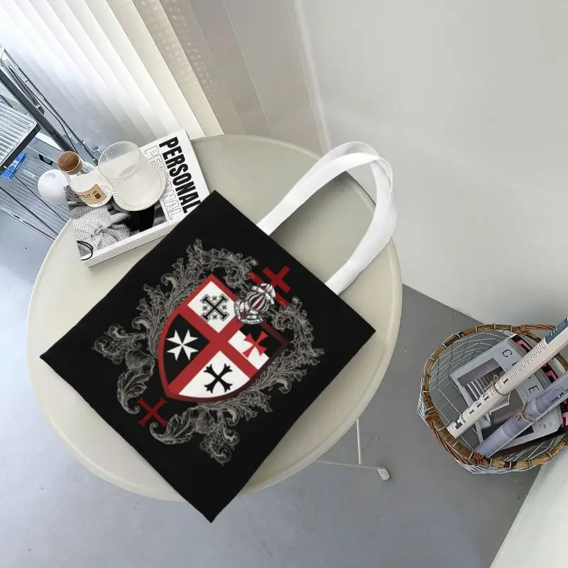 Custom Tamplieriai Kryžius Skydas Prekybos Drobė Maišelis Moterų Perdirbimo Bakalėja Viduramžių Emblema Paslaptis, Kad Tote Shopper Bags - 5