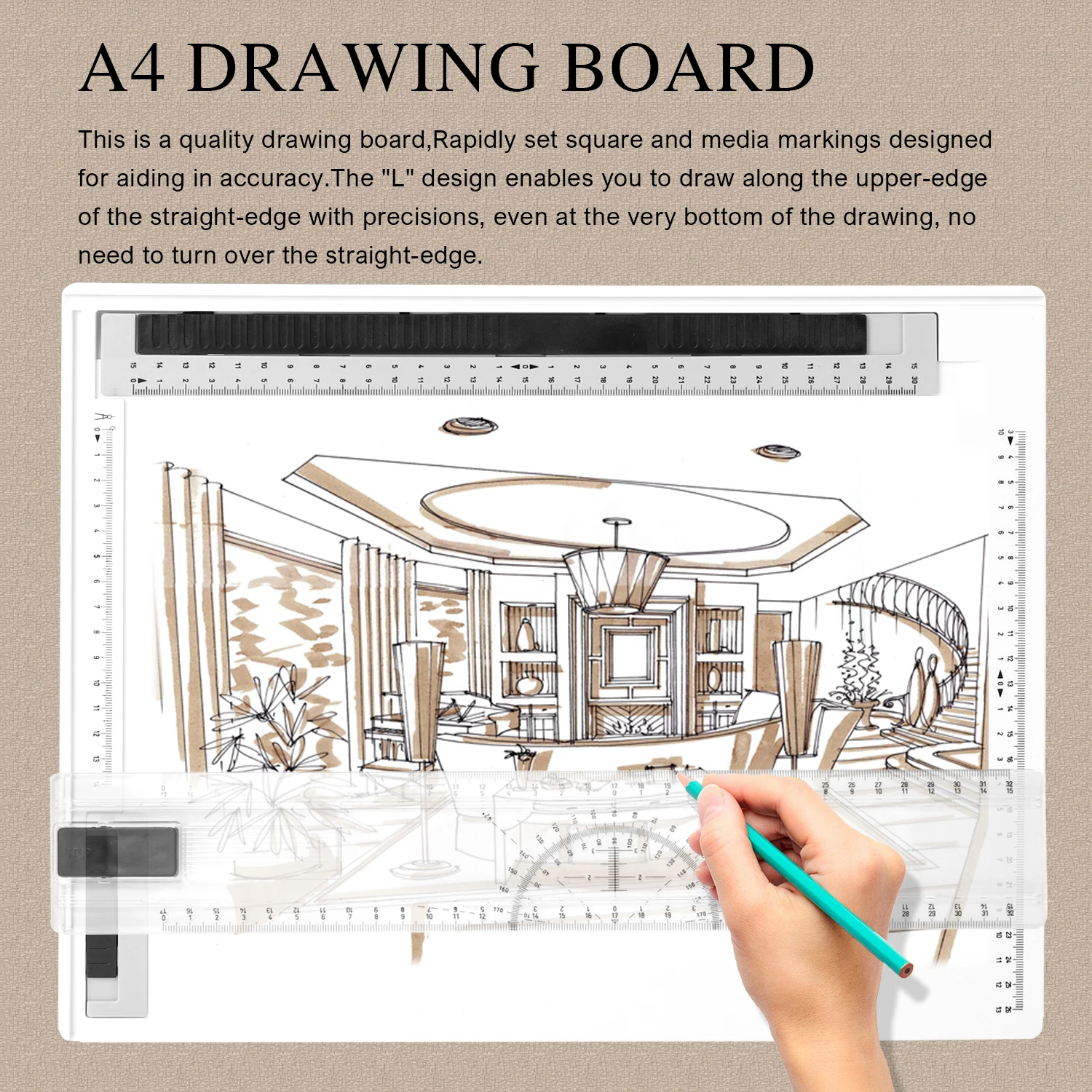 A4 formato Paveikslų Piešimo Lenta Kartografijos Platforma su Sklandžiai Kreipiamųjų Tiksliai Ženklų Funkcionalus Dizainas Pagalbinis Įrankis - 5