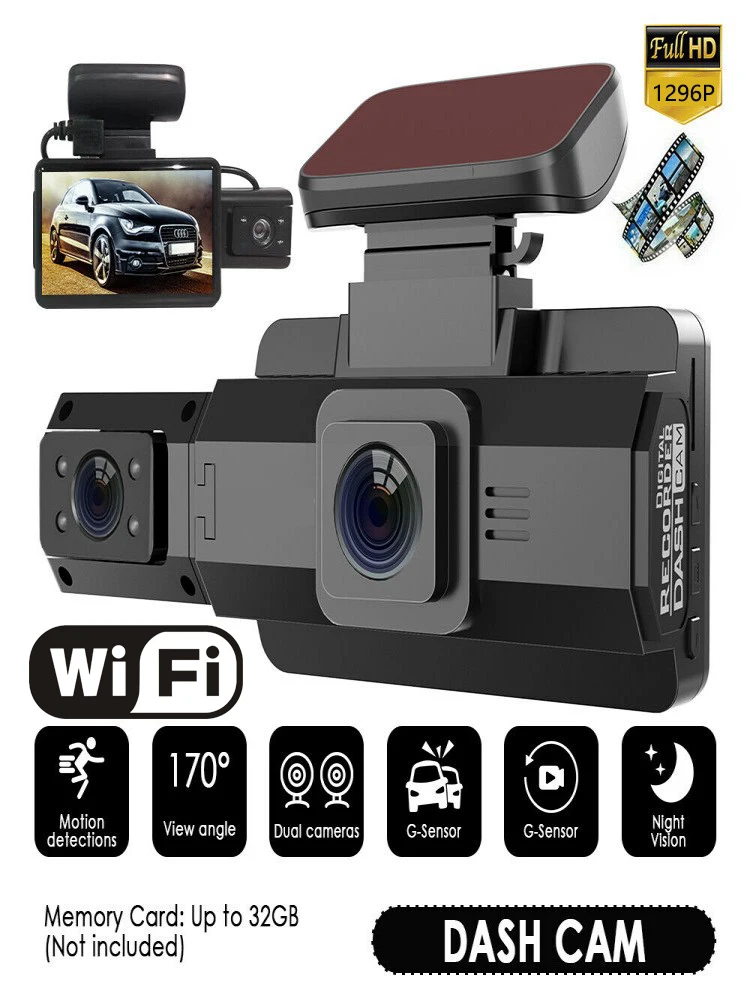 Fahrzeug Fahren Auto Diktofonas Auto Black Box Dual Objektiv Dashcam 1080P Brūkšnys Kamera mit Schleife Aufnahme - 0