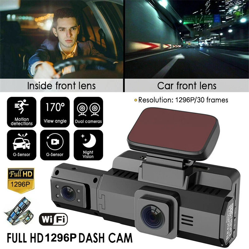 Fahrzeug Fahren Auto Diktofonas Auto Black Box Dual Objektiv Dashcam 1080P Brūkšnys Kamera mit Schleife Aufnahme - 1
