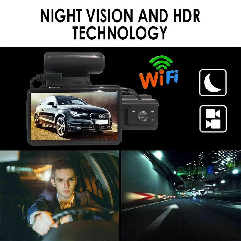 Fahrzeug Fahren Auto Diktofonas Auto Black Box Dual Objektiv Dashcam 1080P Brūkšnys Kamera mit Schleife Aufnahme - 2