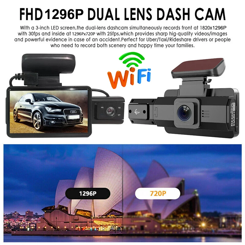Fahrzeug Fahren Auto Diktofonas Auto Black Box Dual Objektiv Dashcam 1080P Brūkšnys Kamera mit Schleife Aufnahme - 3