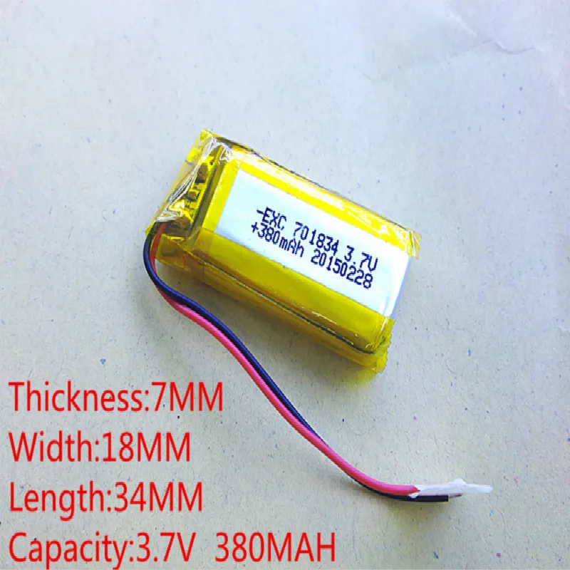 3.7 V,380mAH 701834 PLIB (polimeras ličio jonų / Li-ion baterijos ) Smart žiūrėti,GPS,mp3,mp4,mobilųjį telefoną,garsiakalbis - 0