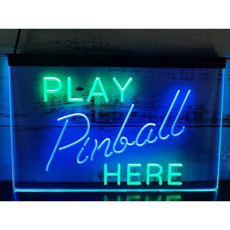 Pinball Kambarys Čia Žaisti Žaidimą Žmogus Urvas Baras Dual Spalvos Led Neoninis Ženklas - 0