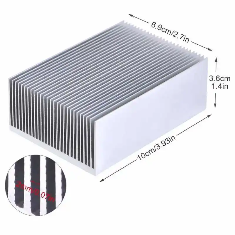 1pc Aliuminio Heatsink Šilumos Kriaukle Aušinimo Led Stiprintuvo Tranzistorius SSD Modulio 100*69*36mm Skaitmeninis Wattmeter Galia Stebėti - 5