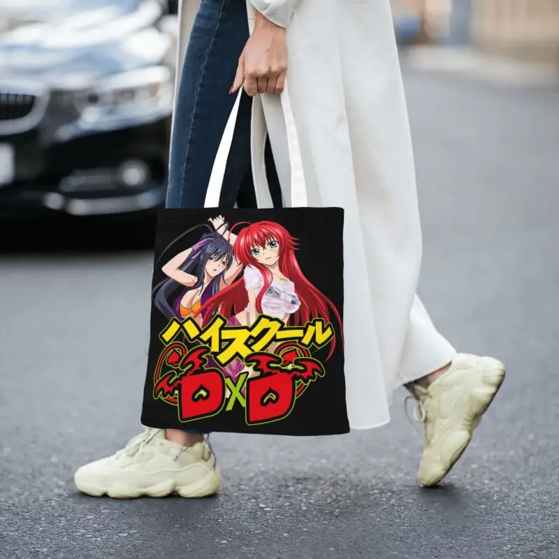 Kawaii Simbolių Iš Aukštosios Mokyklos Anime DxD Pirkinių Tote Maišeliai, Daugkartinio Naudojimo Bakalėja, Drobė Peties Shopper Bag - 3