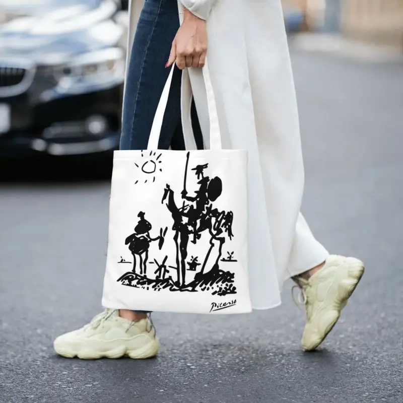 Juokinga Pablo Picasso Nešti Pirkinių Krepšys Daugkartinio Naudojimo Don Kichotas Drobės Bakalėjos Peties Shopper Bag - 3