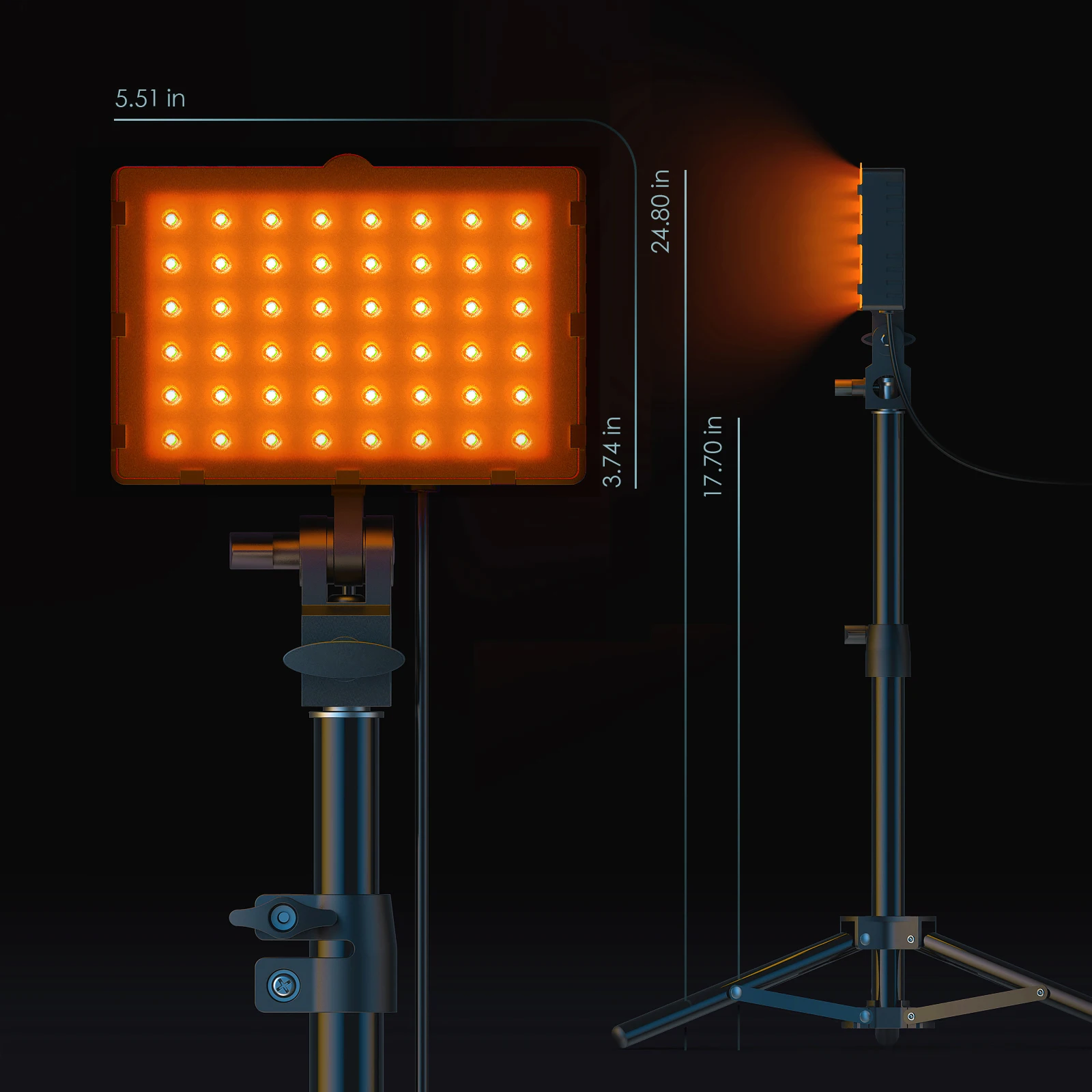 Andoer 2VNT RGB LED Blykste Video Šviesos Darbalaukio Trikojo Šviesa Nustatyti 2600K-6000K šviesos srautą galima reguliuoti Žaidimų ir Vaizdo Įrašų Transliacija - 5