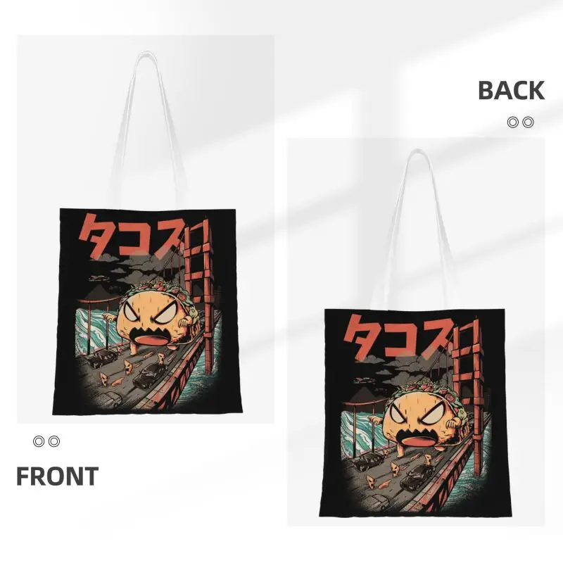 Perdirbimo Japonų Maisto Pirkinių Krepšys Moterims Drobės Pečių Nešti Maišą Nešiojamų Juodosios Takaiju Bakalėjos Shopper Bags - 1