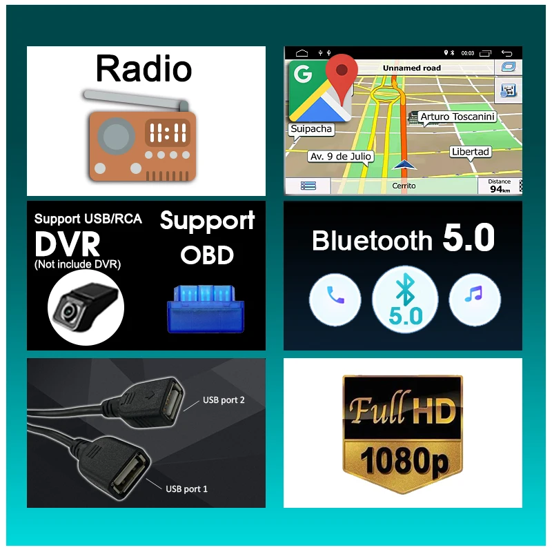 universalus 2 DIN Automobilio Radijas 7 9 10 Colių Android daugialypės terpės Grotuvas, GPS, WIFI, Bluetooth CarPlay Toyota 