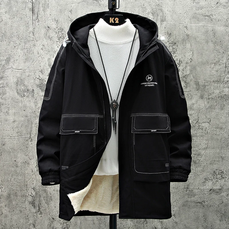 Japonijos Streetwear Mados Stiliaus vyriški Gobtuvu Rudens-Žiemos Vyrų Hoodie Outwear Kailis Kietas Laišką Striukės Viršų - 2
