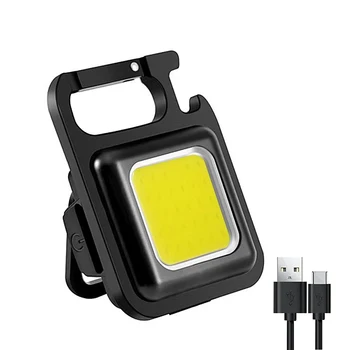 1pc Mini LED Žibintuvėlis USB Įkraunamas LED Žibintas Keychain Kamščiatraukis Darbą Šviesos Maža Kišenė Šviesos Lauko Iškylų, Žvejybos