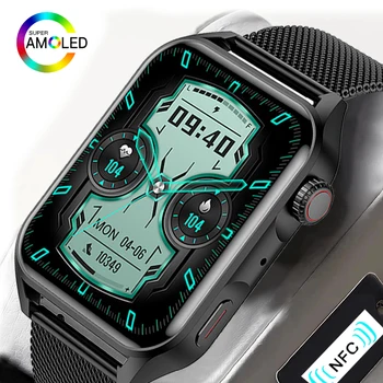 2023 Naujas NFC Smart Watch Vyrų AMOLED HD Ekrane Visada Rodomas Laikas 