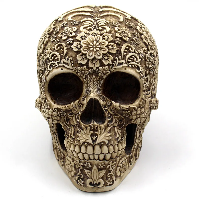 Kaukolė kaukolė dervos ornamentu Helovinas klaidingą rekvizitai - 0