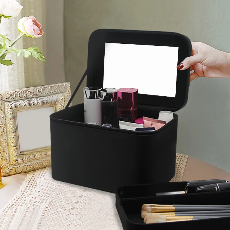 2022 Kosmetikos Laikymo Dėžutė Nešiojamų Kelionių Kosmetikos Krepšys Nešiojamų Paprastas Veidrodis Didelės talpos Makiažas Krepšiai Moterims - 2