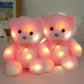 20cm Šviesos Pliušiniai Žaislai lemputės LED Spalvinga Žėrintis Meškiukas iškamša Lėlės Vaikams Kalėdų Dovana Vaikams Mergaitėms