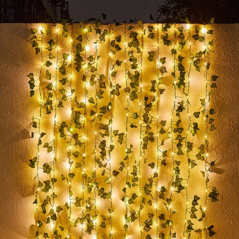 Saulės Vynuogių String Šviesos Lauko Atsparus Vandeniui Ivy Žibintai LED Dirbtinis Rotango Žaliųjų Augalų Dekoro Klevo Lapų Girlianda Lempos - 1