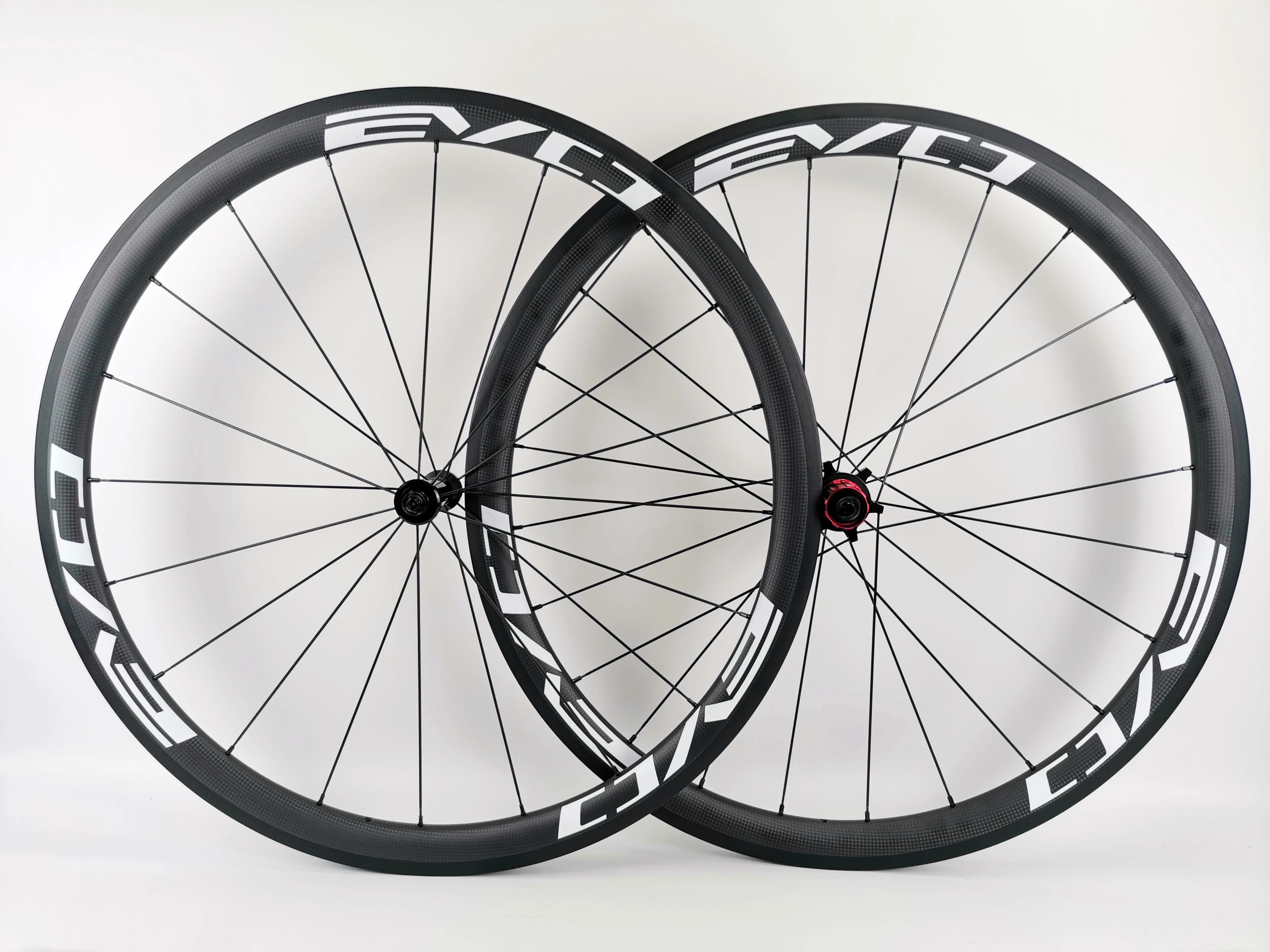 EVO whtie logotipas 38mm gylis kelio dviračiu anglies ratų 25mm pločio kniedė, skirta/ vamzdinės dviračių anglies aširačio 3K matinis su pasirinkta, šakotuvai - 0
