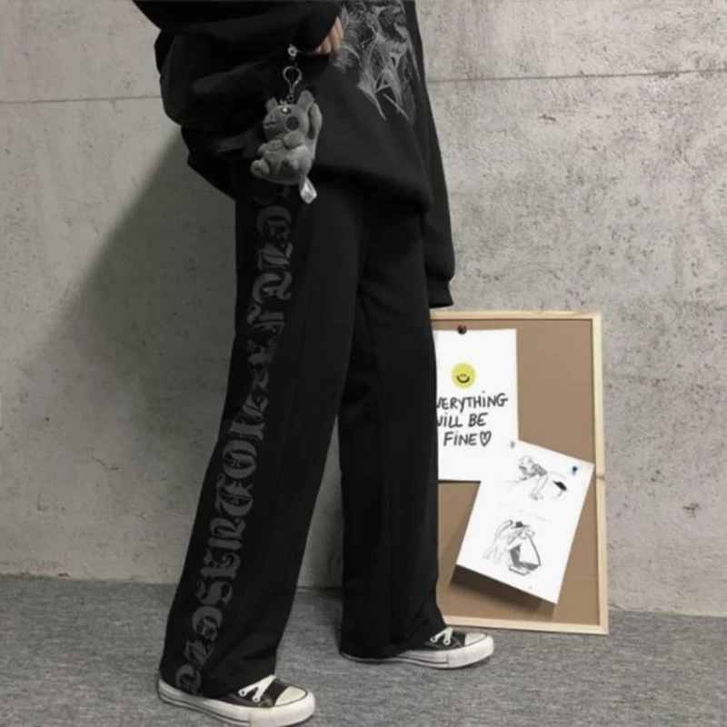 Atsitiktinis Gatvės Hip-hop Pločio Kojų Kelnės Harajuku Kelnės Moterims korėjos Stiliaus Asmenybė Visas rungtynes, Sweatpants штаны des pantalons - 2