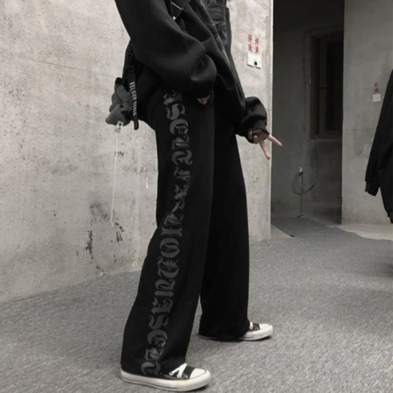 Atsitiktinis Gatvės Hip-hop Pločio Kojų Kelnės Harajuku Kelnės Moterims korėjos Stiliaus Asmenybė Visas rungtynes, Sweatpants штаны des pantalons - 3