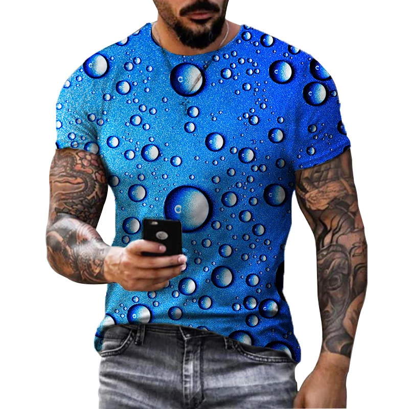 T-marškinėliai Geometrinis 3d Vandens Lašai Spausdinti Vasaros Mados O-kaklo Prarasti Trumpas Rankovėmis Viršūnes Atsitiktinis Negabaritinių Tee Marškinėliai Vyrams - 0