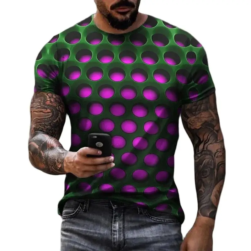 T-marškinėliai Geometrinis 3d Vandens Lašai Spausdinti Vasaros Mados O-kaklo Prarasti Trumpas Rankovėmis Viršūnes Atsitiktinis Negabaritinių Tee Marškinėliai Vyrams - 4