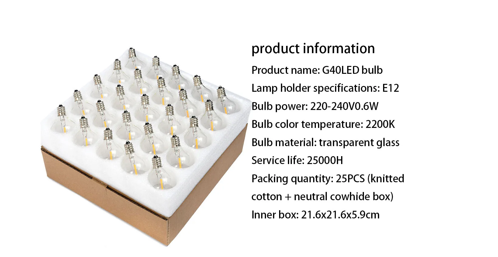 25PCS G40 LED/Volframo Styginių Šviesos Lemputės Pakeitimas E12 110V, 220V Šilta Balta 2200K LED Lempa Sode Kaitrinę Lemputę - 2