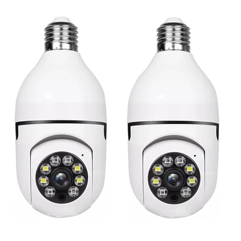 2X Lemputė Priežiūros E27 Wi-fi IP Kamera, Naktinio Matymo Full Automatinė žmonėmis 4X Skaitmeninis Priartinimas Stebėti