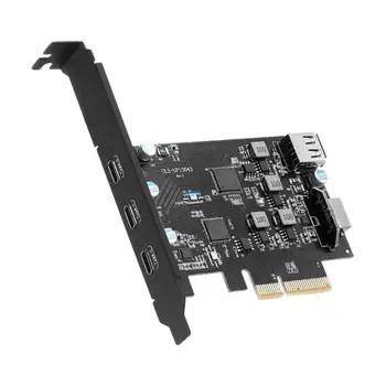 3-Port Tipo C PCI-E Išplėtimo Plokštę PCI-Express 4X USB 3.2 Gen Stovo Adapteris 20Gbps Greitai Perkelti