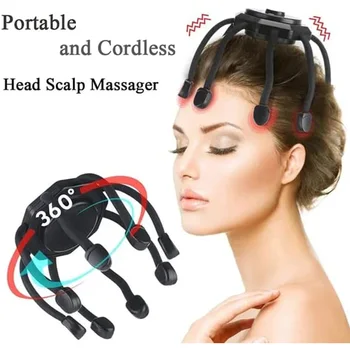 3 Režimai Galvos Odą Massager Anti Stresas Aštuonkojai Letena Elektros Massageador Plaukų Masažas, Gydomojo Vyriais Grožio Sveikatos Priežiūros