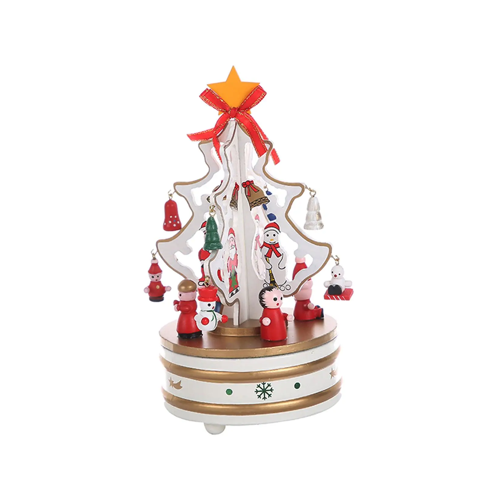Nešiojamų Kalėdų Muzikos Langelį Pasukti Žaislas Amatų Karuselė Medžio Ornamentu Dekoravimui Gimtadienio, Vestuvių Namų Desktop - 4
