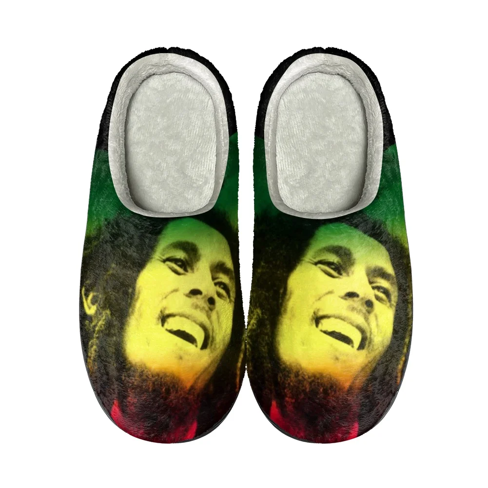 Bob Marley Reggae Rasta Dainininkės Namuose Medvilnės Užsakymą Šlepetės Mens Moteriški Sandalai Pliušinis Atsitiktinis Išlaikyti Šiltas Batai Šilumos Šlepetė - 0