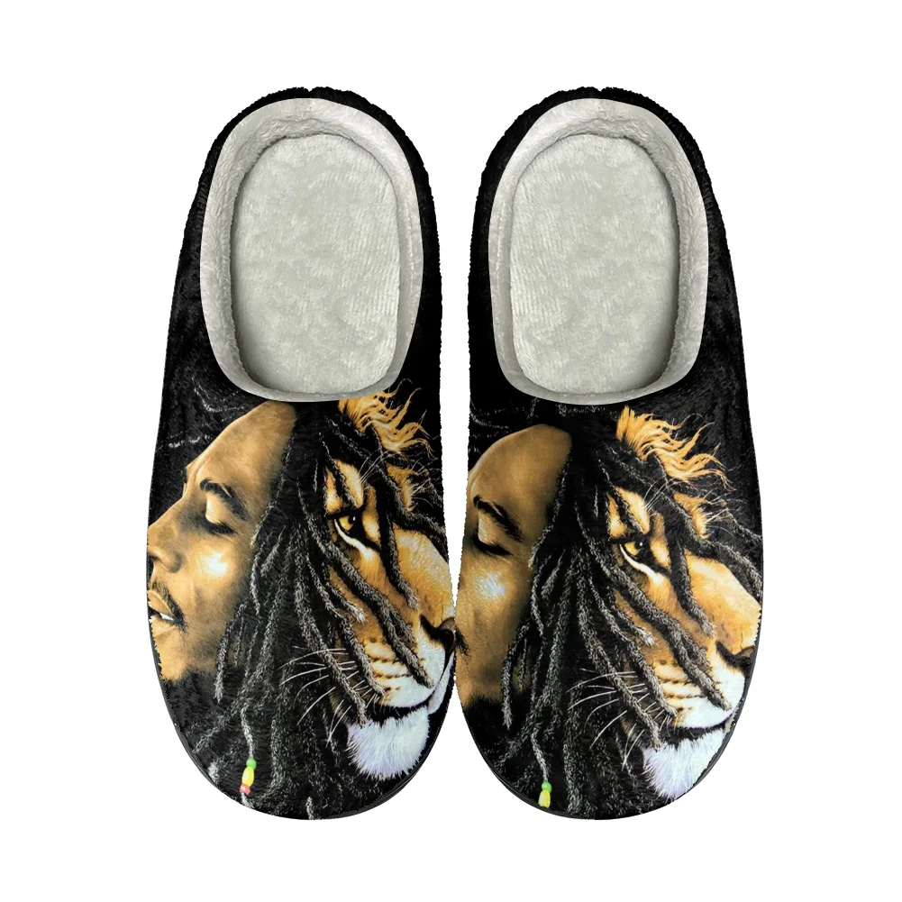 Bob Marley Reggae Rasta Dainininkės Namuose Medvilnės Užsakymą Šlepetės Mens Moteriški Sandalai Pliušinis Atsitiktinis Išlaikyti Šiltas Batai Šilumos Šlepetė - 1