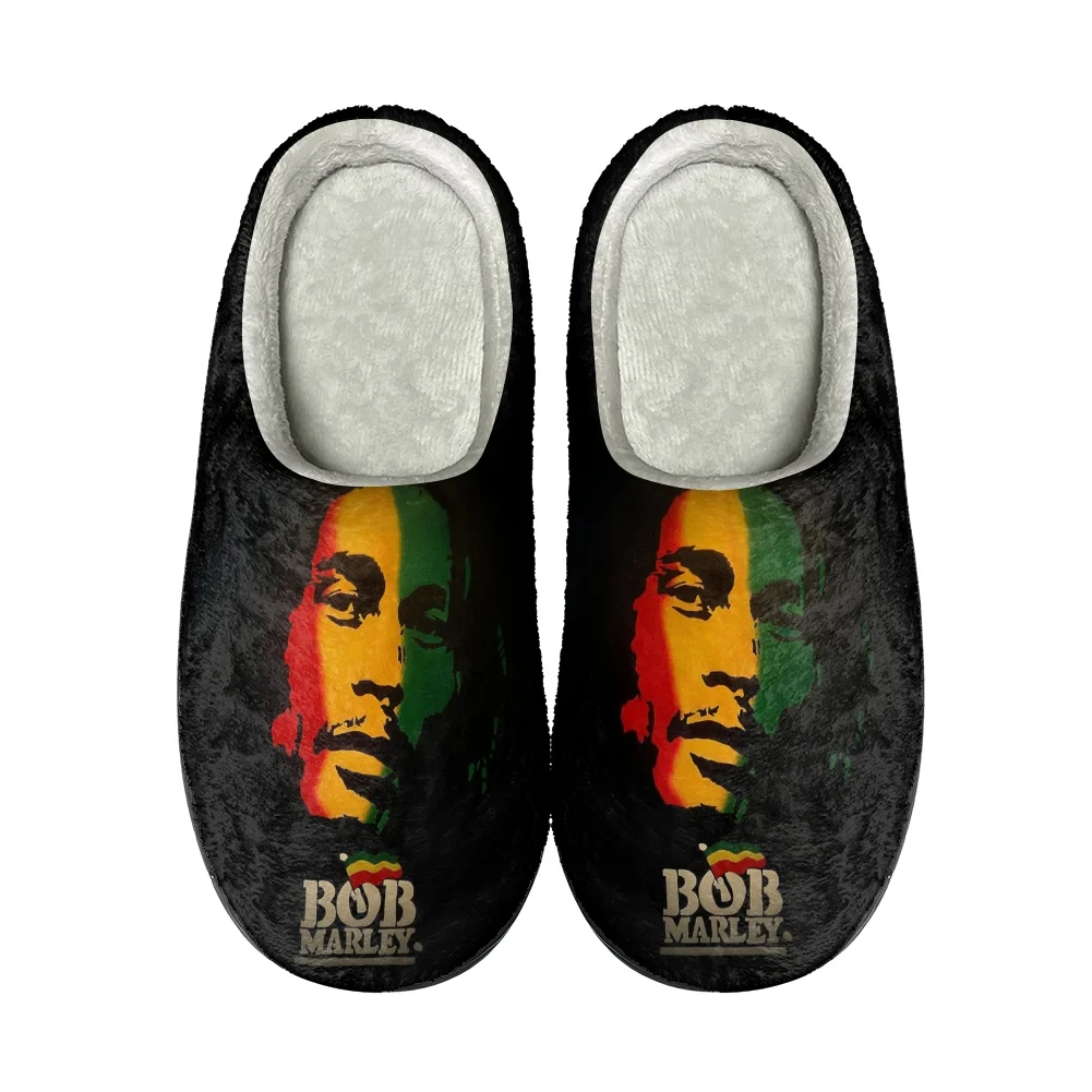 Bob Marley Reggae Rasta Dainininkės Namuose Medvilnės Užsakymą Šlepetės Mens Moteriški Sandalai Pliušinis Atsitiktinis Išlaikyti Šiltas Batai Šilumos Šlepetė - 2