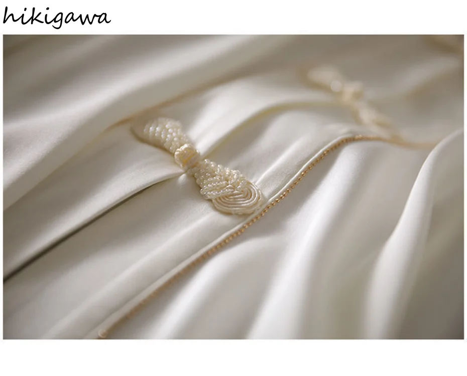 Baltos Palaidinės Moterims Stovėti Kaklo Marškinėliai Ilgomis Rankovėmis Elegantiškas Marškinėliai Kinų Stiliaus Prarasti Šifono Palaidinė Viršūnes 2023 Blusas De Mujer - 3
