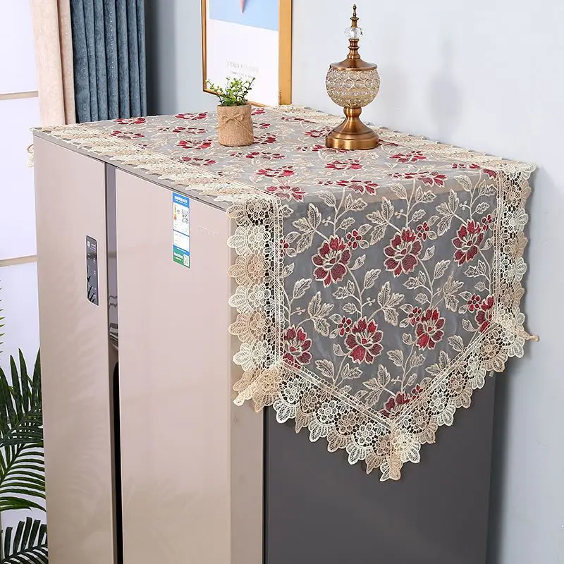 50x140cm nėriniai siuvinėjimo virtuvės puošmena, apsauga nuo dulkių dangtelis tv spintelė staltiesė Vieną atidarymo šaldytuvas, skalbimo mašina - 2