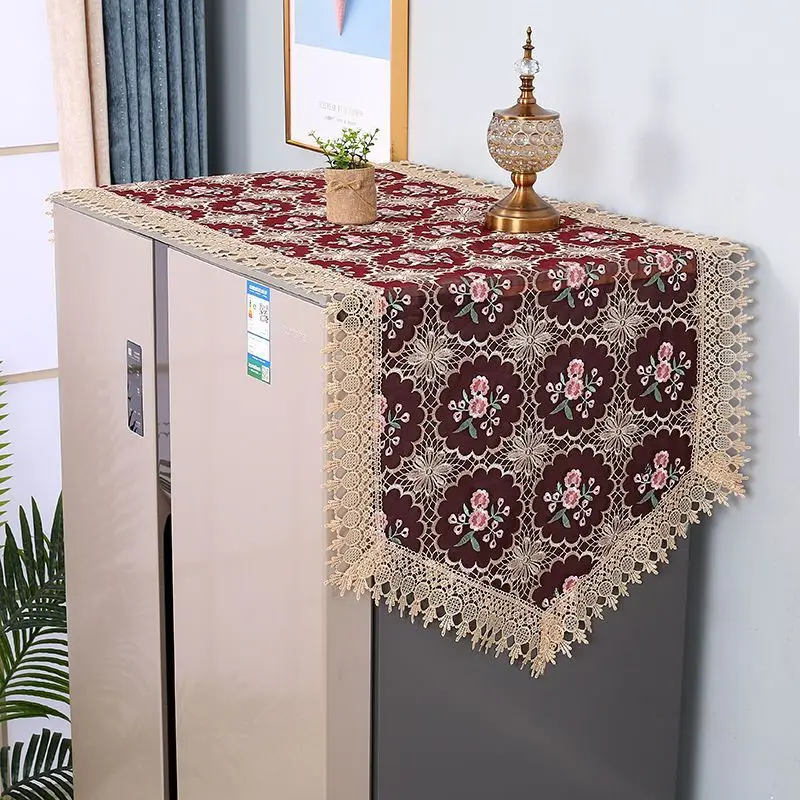 50x140cm nėriniai siuvinėjimo virtuvės puošmena, apsauga nuo dulkių dangtelis tv spintelė staltiesė Vieną atidarymo šaldytuvas, skalbimo mašina - 4