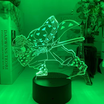 3D Akrilo LED Nakties Šviesos Anime Demon Slayer Agatsuma Zenitsu Pav Vaikams, Vaiku, Miegamojo Puošimas KIETAS Kimetsu NOYaiba LampGift