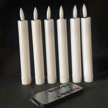 3D Viko Flameless Žvakidės Mirgėjimas Led Siaurėjantys Žvakė w/Remote&Laikmačio funkcija 7.5 Colių Dramblio kaulo baterijomis Lango Žvakė