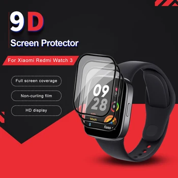 3Pcs Visą Lenktas Apsauginės Plėvelės Xiaomi Redmi Žiūrėti 3 2 Lite Grūdintas Stiklas RedmiWatch Watch3 Watch2 Dangtelio Ekrano Apsaugų