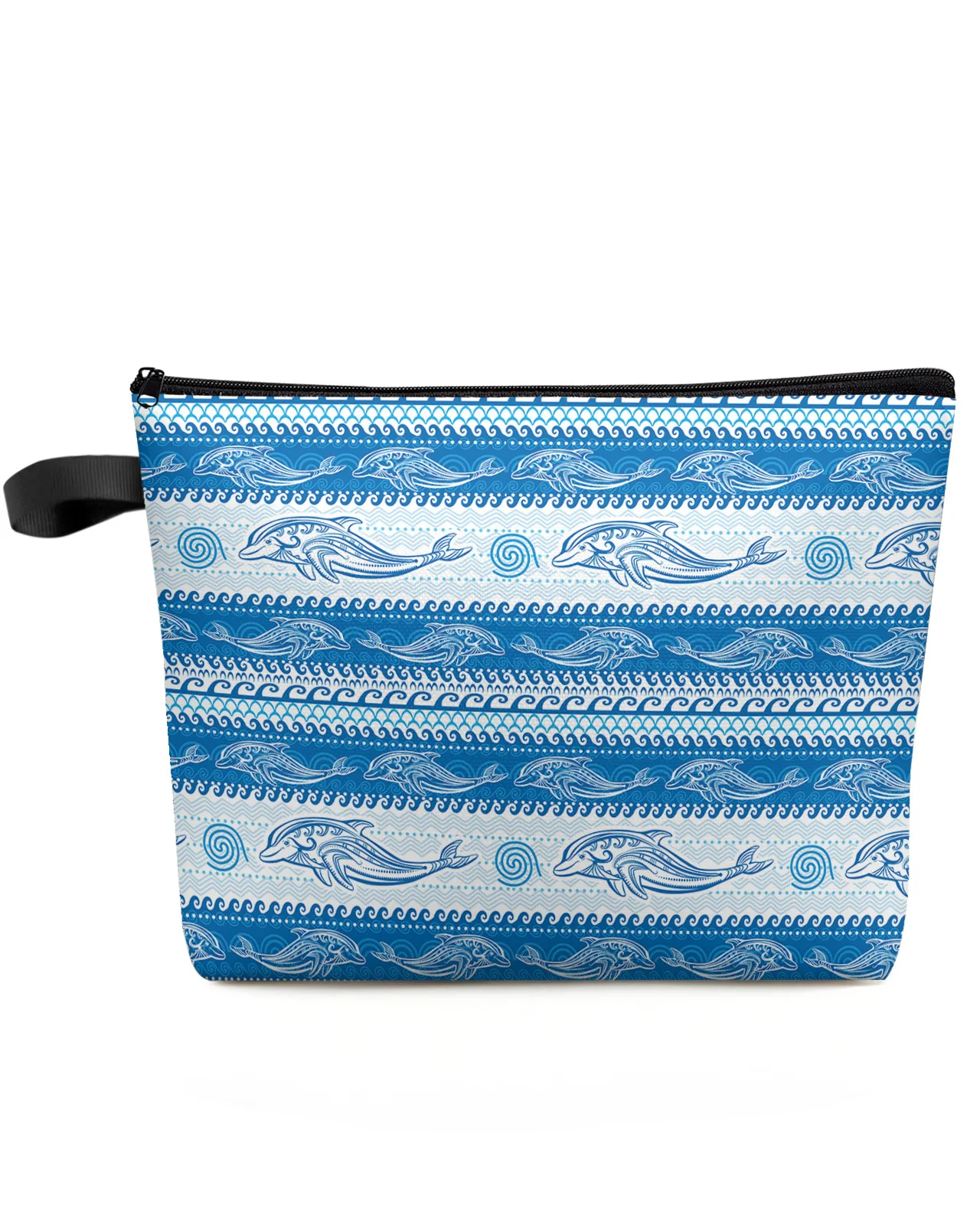 Vasaros Delfinų Tekstūros Bangos Didelės Talpos Kelionės Kosmetikos Krepšys Nešiojamų Makiažas Saugojimo Dėklas Moterų Vandeniui Pieštukas Atveju - 0