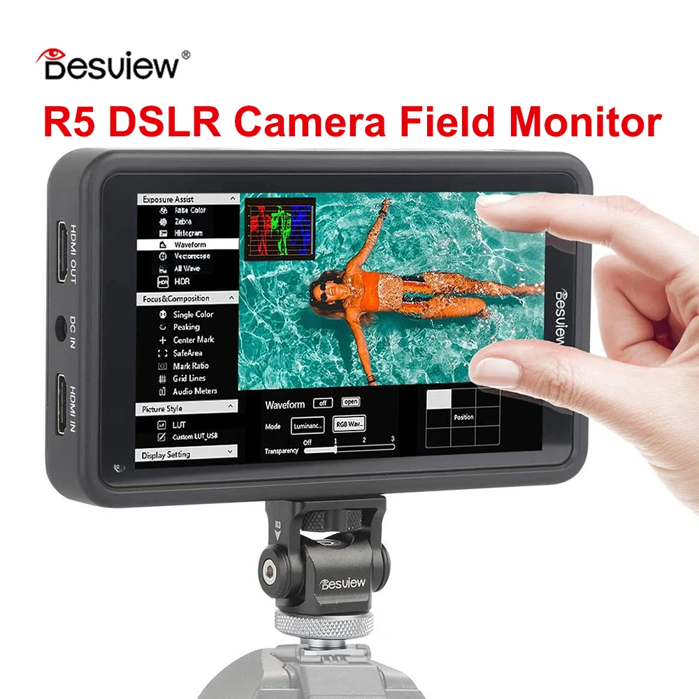 Besview Desview R5 Stebėti 4K 5.5 Colių Fotoaparato DSLR 3D LUT Jutiklinis Ekranas, HDMI vaizdo Kameros Lauko Stebėti DSLR Fotoaparatas - 0