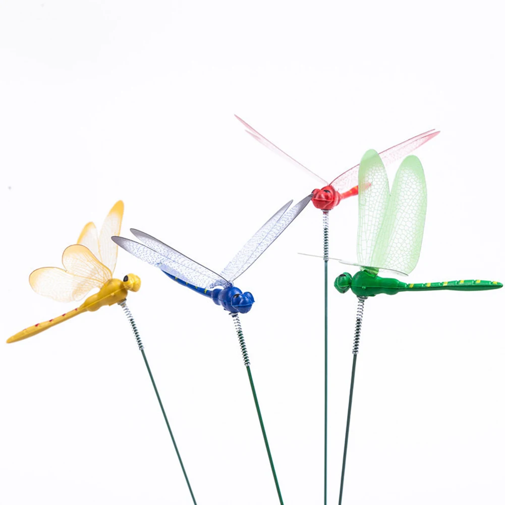 10vnt Dirbtinis Dragonfly Drugelių Sodas Apdailos Lauko 3D Modeliavimas Dragonfly Statymų Kieme Augalų, Vejos Dekoro Stick - 1