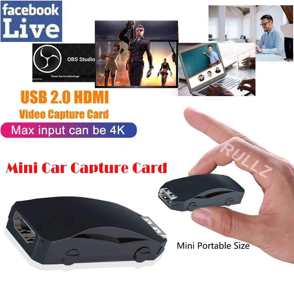 4K Įvestis HDMI Video Capture Card USB 2.0 Žaidimas, Grabber Diktofono PS4 TV Box, DVD Vaizdo Kameros Įrašymo PC Live Transliacijos - 1