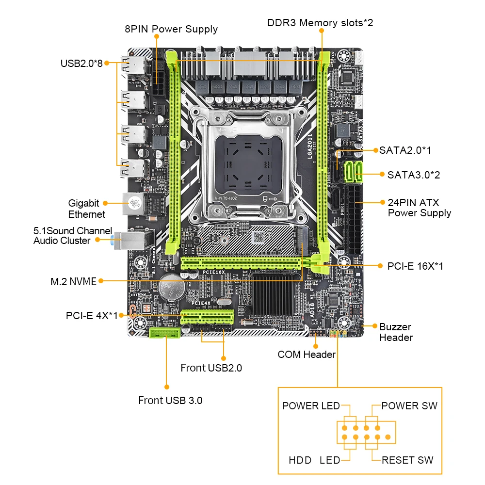 JINGSHA X79 D Plokštę Rinkinys su Xeon E5-2667 V2 CPU LGA2011 combo 2*4 = 8 GB 1 600mhz Atmintis DDR3 RAM KIT - 3